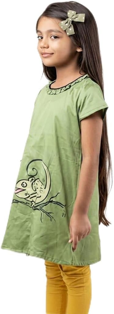 Handcrafted Cotton Girls Ethnic Tunic Top Cute Animal Print Soft Breathable Casual Summer Kids Short Sleeve Comfort Wear
