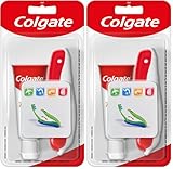 Colgate Kit de Viaje Portátil | Incluye Cepillo Dental Suave y Pasta de Dientes Colgate Total 20ml | Proporciona Protección Completa 24h (Paquete de 2)