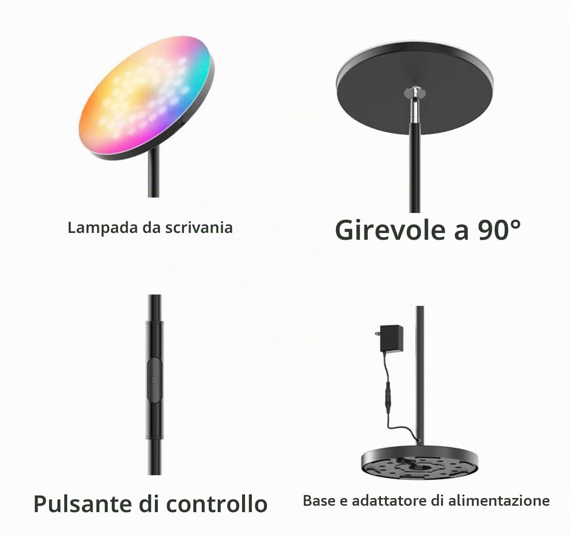 BEL AIR HOME - Lampada da terra 24W RGB LED + CTT SMART con APP MAGIC HOME per Amazon Alexa e Google Assistant