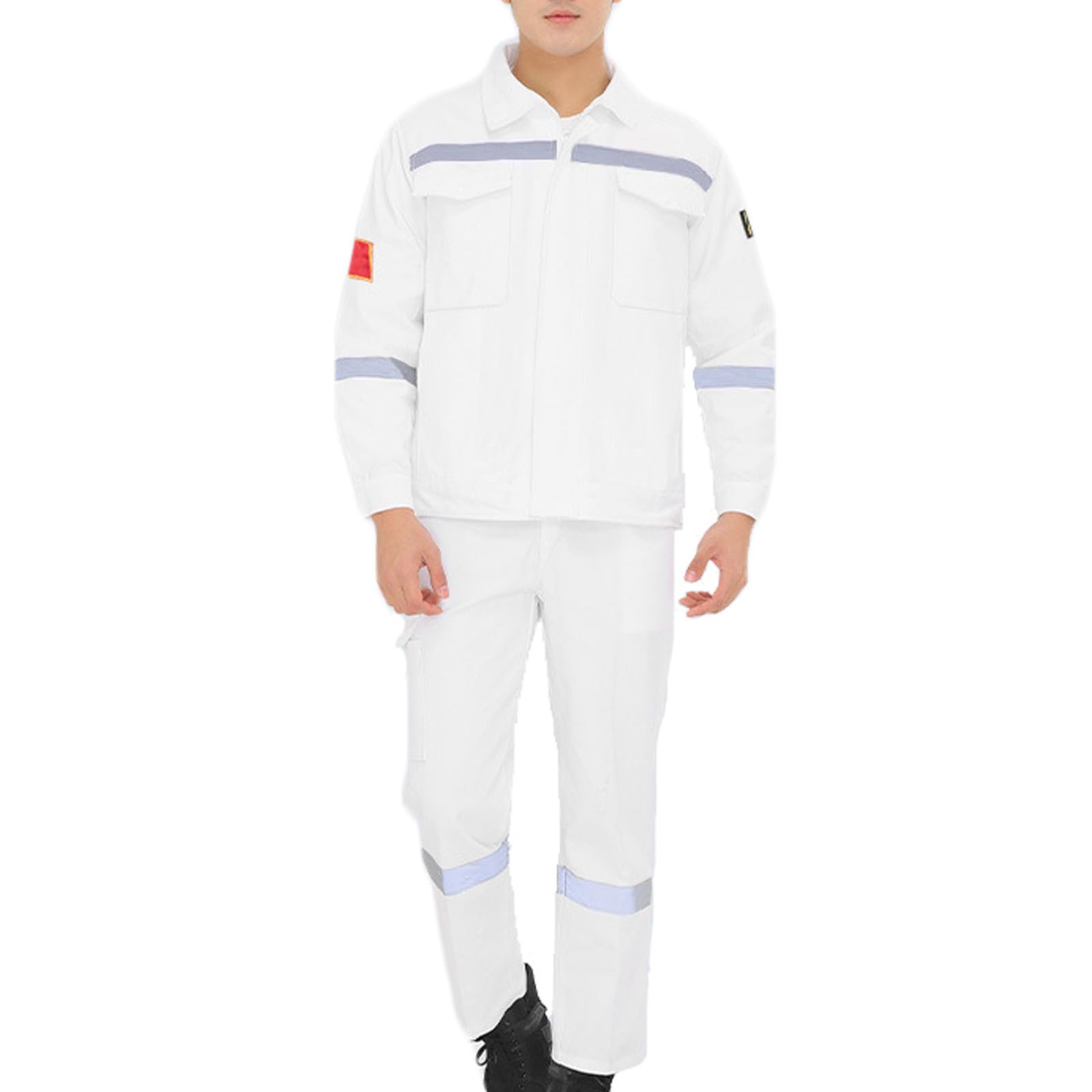 Combinaisons Pour Hommes, Salopette De Travail En Coton À Manches Longues Pour Femmes, Combinaison De Travail Avec Bande Réfléchissante, Veste Et Pantalon