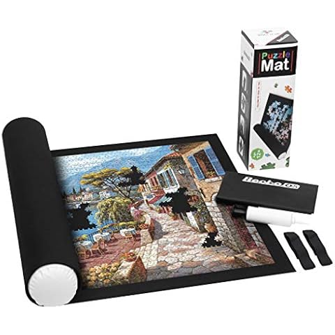 Becko Puzzle Roll Jigsaw Storage Felt Mat, Jigroll Up to 1,500 Pieces, Environmental Friendly Material, Box with A Drawstring Storage Bag and A Hand Pump Cover