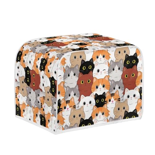 Image of Talayituse Cartoon Cat Print Toaster Cover 2 Slice Wide Slot, Lightweight Bread Maker Cover Dust Protection Washable Appliance Bag, S
