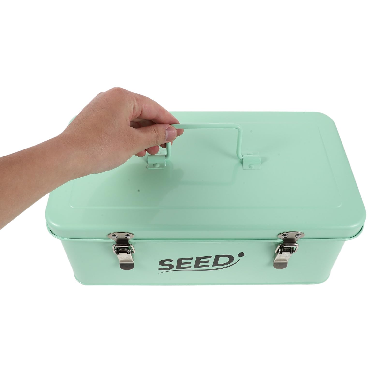 Toddmomy Caja para Paquetes de Semillas con separadores - Organizador de 4 Compartimentos con asa - Contenedor para la colección de Semillas de Plantas y Flores (Verde Claro)