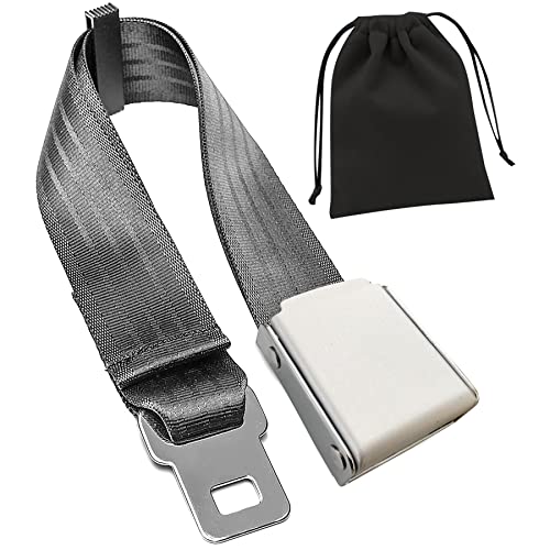 Airplane Seat Belt Extender 7-31 Airline Seatbelt Extender Adjustable - FITS ALL Airlines in US Except Southwest-Free Carrying Case (Silver)