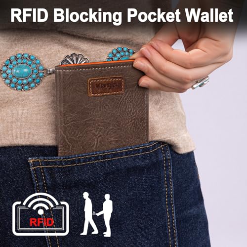 Image of Montana West X Wrangler Wrangler Small Women's Slim Thin Wallet Card Cases Money Organizer Thin Mini Pocket Wallet with Rfid Lining and A Coin Purse