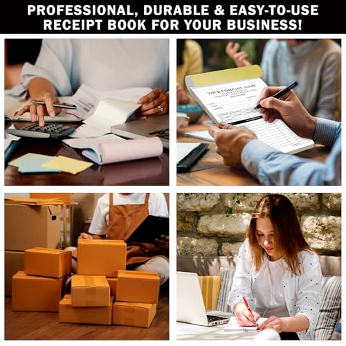 Custom Your Company/Business Name Carbonless NCR Books in 2-Part Duplicate Invoices, Receipts, Work Orders, Sales Orders, Purchase Orders (2-Part- White/Yellow,)