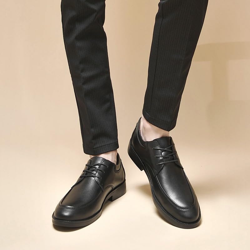Mens Wingtip Oxford Shoes Breathable Leather Brogue Dress Shoes for Men Business Casual Lace Up(Black,7)3