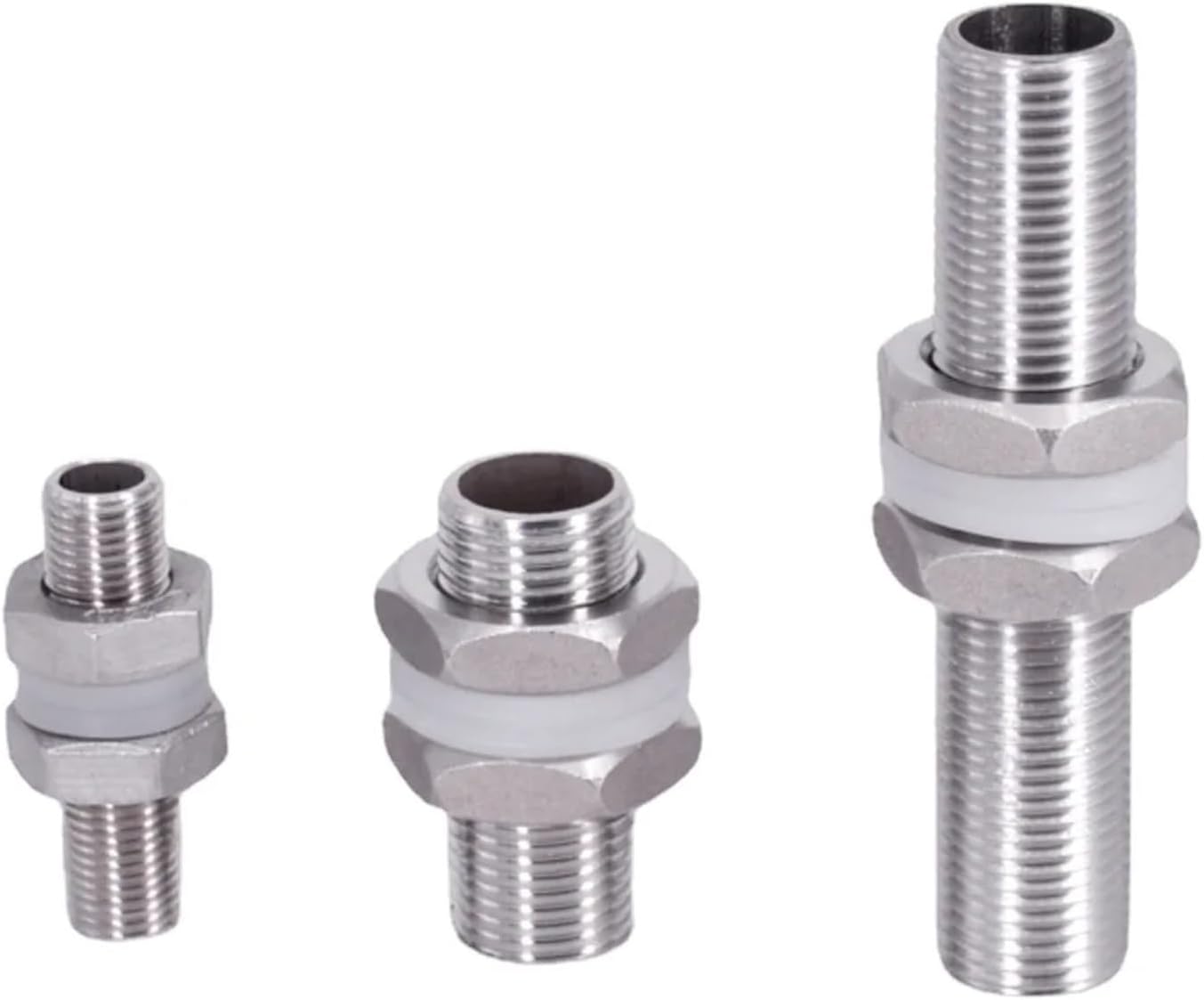 1/4"" 3/8"" 1/2"" 3/4"" 1"" -2"" BSPT 30 40 50 60 80 100 120 150mm Stainless Full Thread Bulkhead Lock Pipe Fitting Water Tank Aquarium(Size:50MM_1/4""), Length x BSPP Male