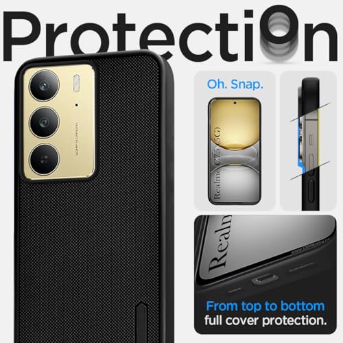 Image of Jkobi Back Cover Case for Realme C75 5G (Textured Grip Design | Micro-Fiber Cloth Inside | Slim and Light Weight | Soft Touch and Feel | Black)