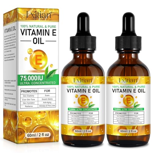 Vitamina E Liquida Pura, Vitamina E para la Cara, Aceite de Vitamina E para Rostro, Cabello,Uñas y Piel 100% Natural d-Alfa-Tocoferol,120 ML Antienvejecimiento Contra Arrugas,para Cicatrices y Estrías