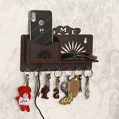 Image of CAPIO Art Wooden Wall Mounted Key Holder with 7 Hooks |Home Design