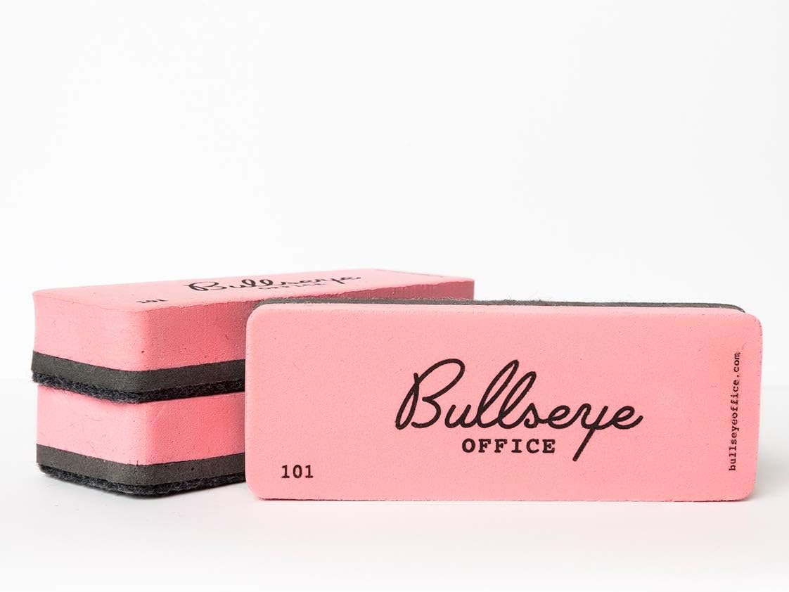 Juego de 3 borradores retro de borrado en seco, limpiador de pizarra y pizarra magnética premium para aula y escuela, suministros de borrador perfectos para maestros - Bullseye Office