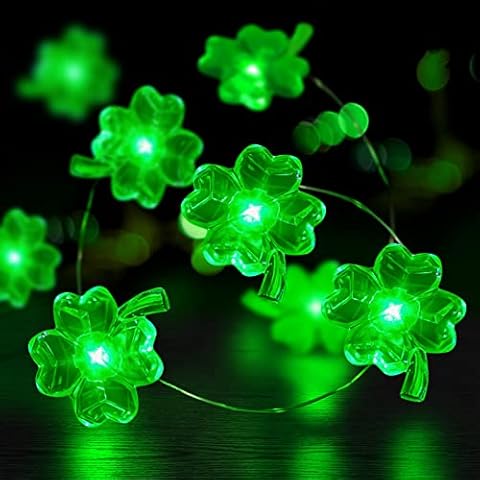 Tmacker St Patricks Day Decorations 3D13Ft 50LED Green Shamrock String Light, St Patricks Day Decor Irish Party for Home Indoor/Outdoor Wedding Anniversary Holiday Green Decor Cover