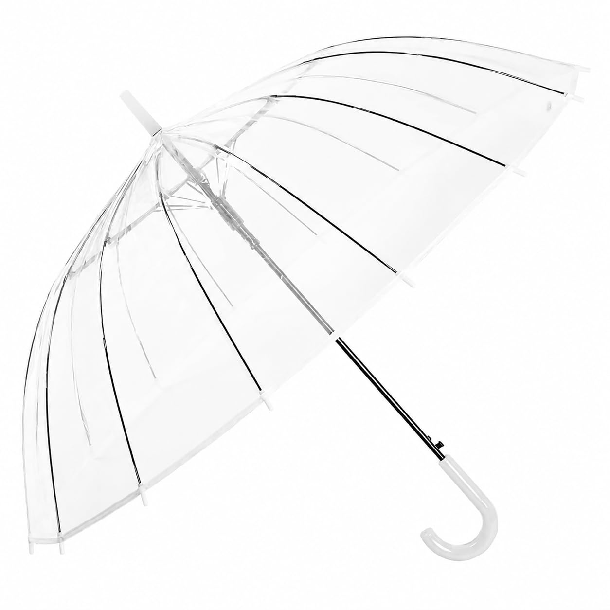 Clear Bubble Umbrella with J-Handle, Transparent POE Canopy-image-2