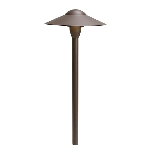 Kichler 8" Outdoor LED Path Light in Textured Architectural Bronze , 12V Adjustable Exterior Dome Light, (8.25" W x 21" H), 15310AZT