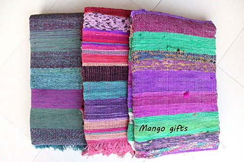 Tapis chindi moquette runner fait main et grand tapis de sol indien dhurrie 4x6