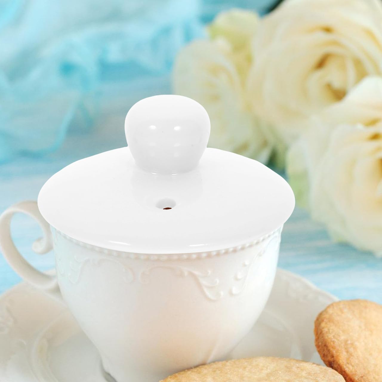 INOOMP Couvercle De Tasse À Thé En Céramique Blanche 2.17 in Couvercle De Théière De Remplacement Universel Joint Étanche Surface Brillante Accessoire Pour Théière