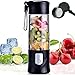 Portable Mixeur des Fruits, Mini Blender USB Pour Smoothie,Milk-shake,Jus de Fruits,Blender Portable 350-420ml 6 Lames pour Sport et Voyage,Sans BPA,Noël Cadeaux Femme Homme (Noir)