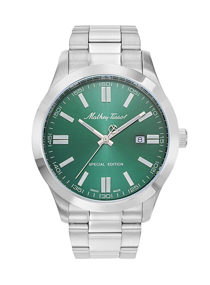 Mathey-Tissot Stainless Steel Swiss Made Special Edition Analog Green Dial Mens Watch - H455Ve, Band Color:Silver (B0BQC513Y5) Amazon Price History, Amazon Price Tracker