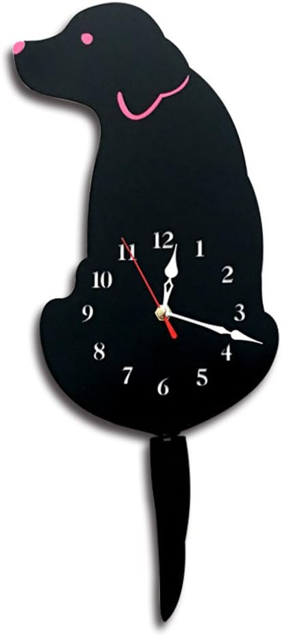 Amazon Co Jp Winomo 掛け時計 犬の形の壁時計 かわいい漫画のラブラドール犬 アクリル漫画の尾を振る キッチン ベッドルーム オフィス ホーム キッチン