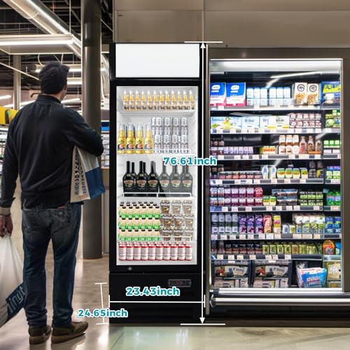 12.5 Cu Ft Commercial Beverage Refrigerator with 1 Glass Doors - Upright Drink Cooler Merchandiser with LED Light Display, 4 Adjustable Shelves, Black, ETL Approved for Business & Retail - Image 4