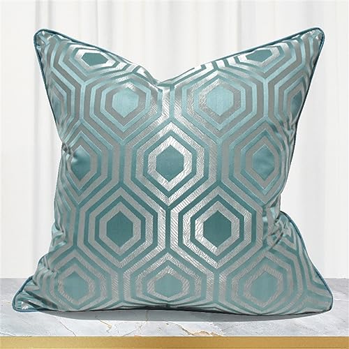 Oreiller de sofa bleu-clair géométrique avec literie molle de villa - 4