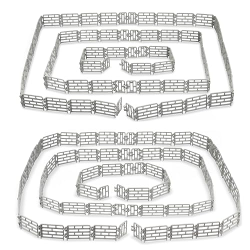 Toymany 64PCS Mini Toys Fence for Farm Animals - Tiny Horse Corral Plastic Fencing for Farm Barn Paddock Horses Figurines for Kids Toddlers