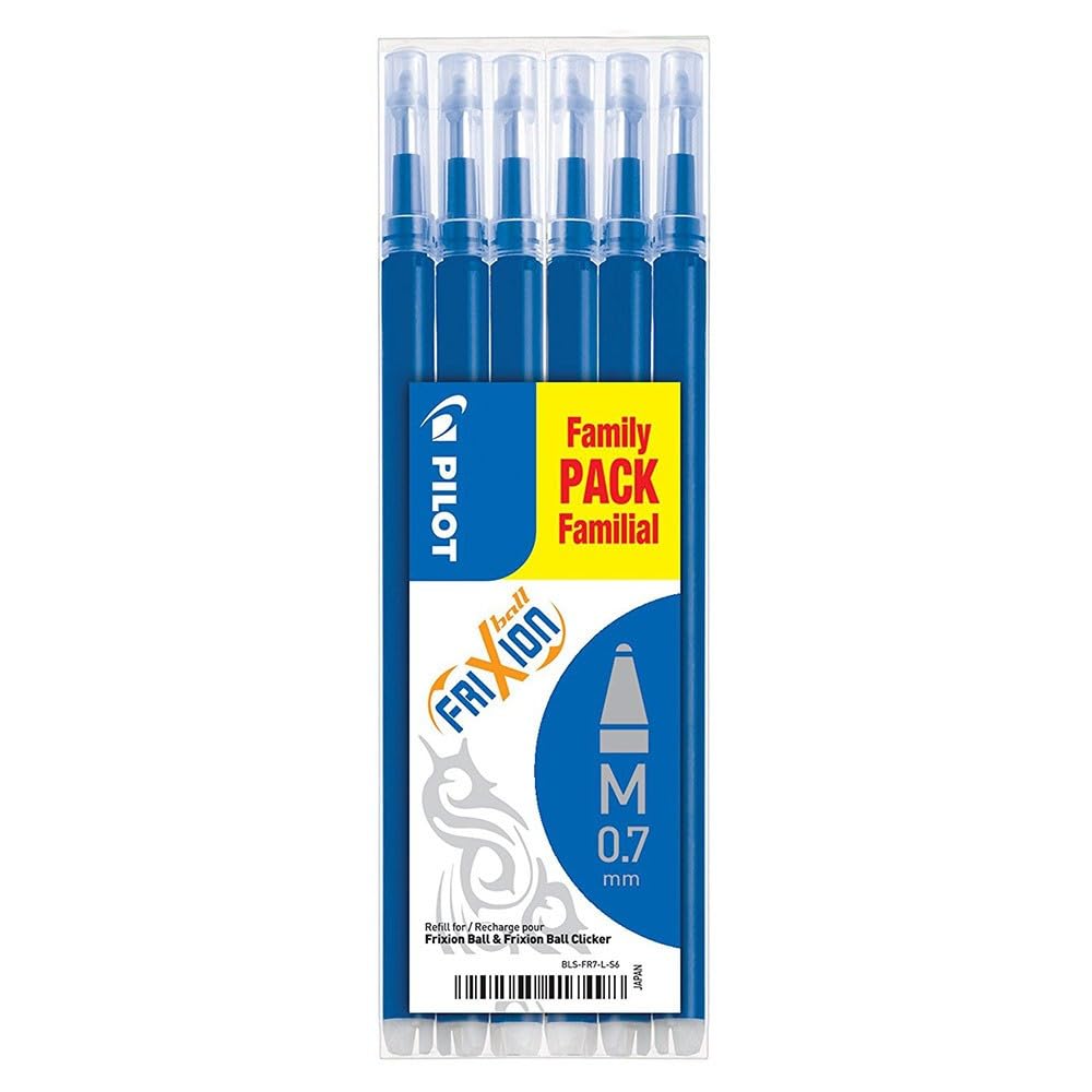 Pilot Frixion 0.7 mm Tip Pilot Refill for Rollerball Pen - Blue, 6 Count (Pack of 1)