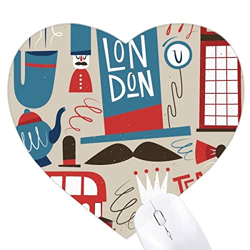 Tapis de souris en forme de coeur motif Big Ben et schéma Angleterre cadeau idéal