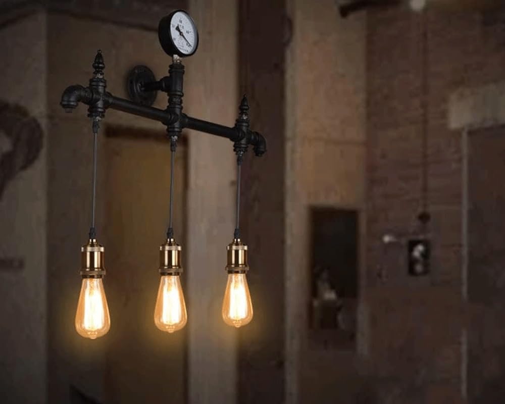 Generico Lampada da parete industriale nera for tubo dell'acqua
