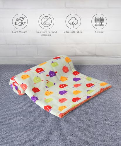 Image of Mi Arcus Dual Layer Knitted Sherpa Blanket for Baby Boys Girls 0-12 M- Green 90x70 cm