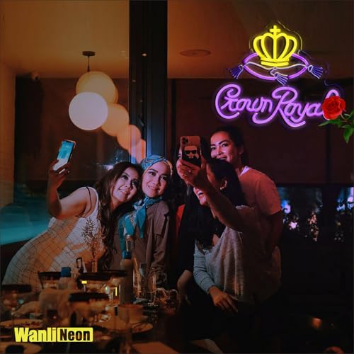 Crown Neon Sign for Bar Wall Decor, Royal Beer Lights Signs Whiskey LED Sign for Bar Man Cave Bedroom Home Shop Pub Bistro Party Hotel Game Room Decor Gifts, USB Powered