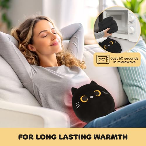 Image of Cat Microwavable Heating Pad Stuffed Animals for Period Cramps Pain Relief | Microwave Portable Heated Pads, Heatable & Coolable Lavender Scented Plush, Cute Stuff Gifts for Women Teen Girls Cat Lovers