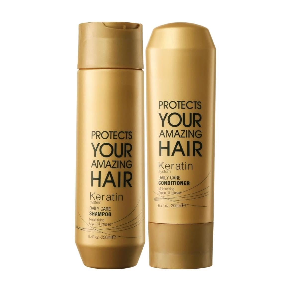 Keratin System Daily Care Shampoo 250ml and Conditioner 200ml Gold edition-image-44