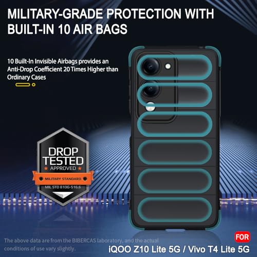 Image of TheGiftKart Liquid Silicon Back Cover Case for iQOO Z10 Lite 5G / Vivo T4 Lite 5G | Shockproof Military Grade Protection | Micro-Fibre Cloth On Inner Side | Built-in Anti-Slip Grip Cover (TPU, Black)