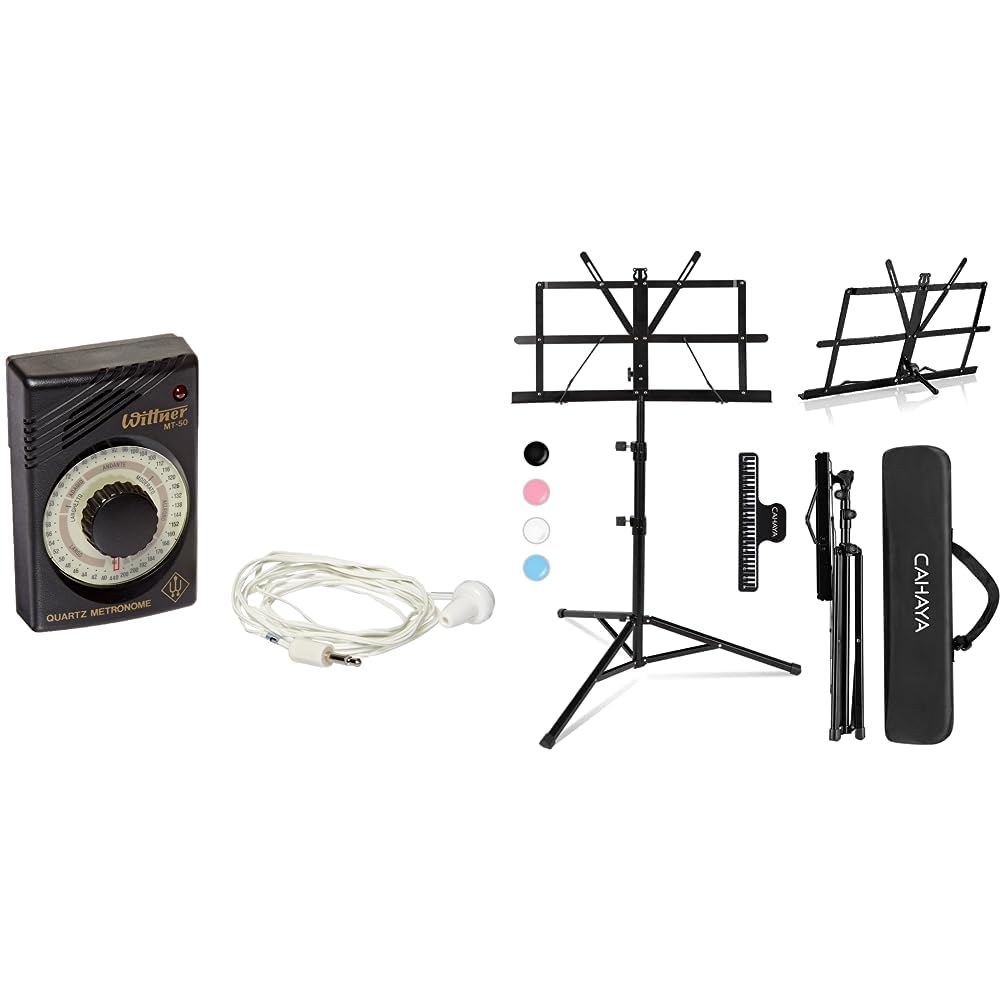 Wittner MT-50 Métronome à quartz avec note de référence A 440 Hz Noir & CAHAYA Pupitre de Musique Pliable, Léger, Portable Ajustable [Support pour Partition de Musique