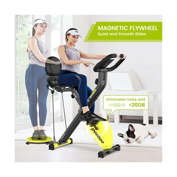 pooboo-Exercise-Bike-Indoor-Cycling-Bike-Magnetic-Stationary-Bike-3-in-1-Flodable-Exercise-Bike-with-Arm-Resistance-Bands-and-Twist-Board-for-Cardio-Fitness-Bikes pooboo Foldable Exercise Bike Indoor Cycling Bike Magnetic Stationary Bikes 3 in 1 Indoor Bike with LCD Display for Home Cardio Bikes