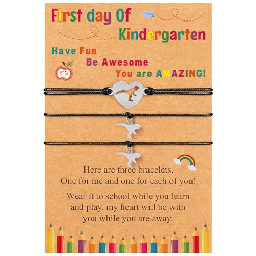 Image of Back to School Supplies, First Day of Kindergarten Bracelet, Back to School Bracelet Mommy and Me, Prek Matching Wish Bracelets Set, Adjustable Bracelet for Boys Girls Gifts Stuff Bulk