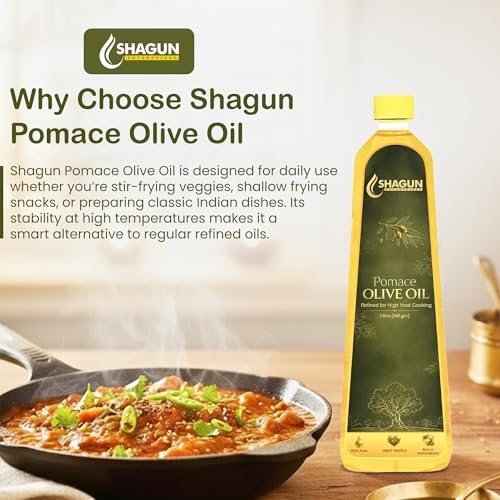 Image of Shagun Pomace Olive Oil 1 Litre for Indian Cooking | Cold Pressed Pomace Olive Oil for Frying and Roasting | Light Taste Healthy Cooking Oil | Good for Heart Health Daily Use for Kitchen