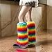 EINCORN Women Vintage Rainbow Colorful Plush Leg Warmer Fuzzy Thickened Boot Toppers Cuff Furry Leg Long Socks Partywear
