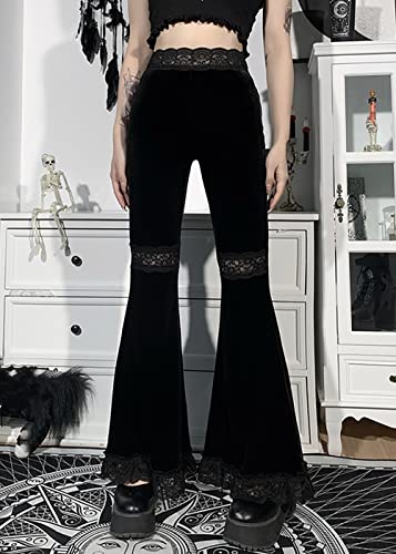 TSMNZMU Women's Gothic Velvet Pants - Punk Grunge High Waist Trousers, Vintage Alt Harajuku, Emo Hip-Hop Dance2