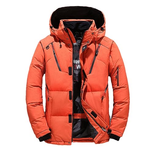 Men's White Duck Down Jacket Warm Hooded Down Jacket Men's Coat Warm Winter Parka Coat