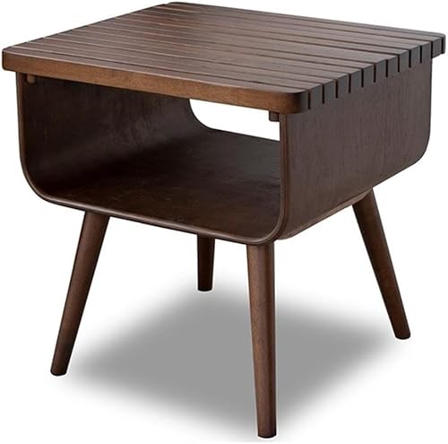 Connor Mid-Century - Mesa auxiliar rectangular moderna de madera maciza en color marrón