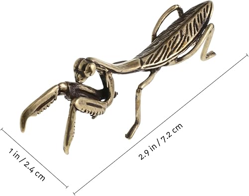 Miniatura 2 de TOYANDONA 1 pieza de animales de latón: estatua de mantis de latón decoración retro cobre Mantis insecto estatuilla para decoración del hogar y la