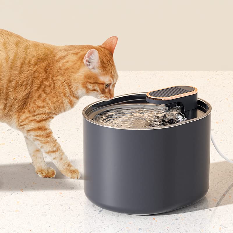 101oz/3L Stainless Steel Pet Fountain, Automatic Cat Water Fountain Dog Water Dispenser with Smart Pump for Cats, Dogs, Multiple Pets