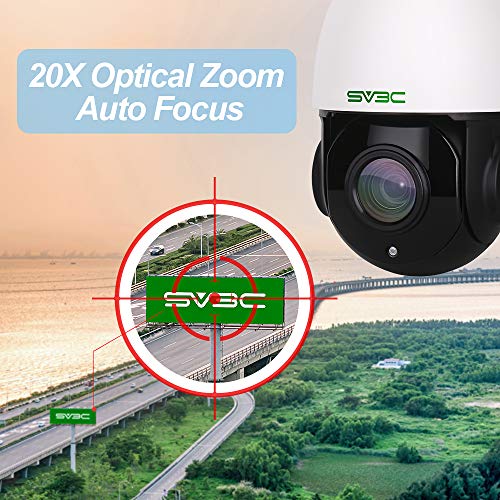Sv3C Ptz Poe Wired Camera Outdoor 20X Optical Zoom High-Speed 5Mp Pan Tilt Onvif Camera, Hd 200Ft Night Vision, Waterproof, Motion Detect, Two Way Audio, Remote Access, Rtsp, 24X7 Video Record #TOP3