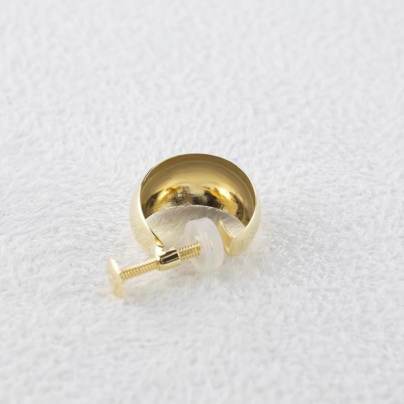 [アトラス] Atrus 18金 イヤリング フープ 7ミリ幅 幅広 ゴールド 18k リング 地金 月甲 月形 三日月 シリコンキ