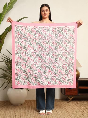 Image of Ravaiyaa - Attitude is everything Sanganer Hand Block Printed Scarves Pure Cotton Scarf Square Hijab Dupatta 40 inch X 40 inch Inch