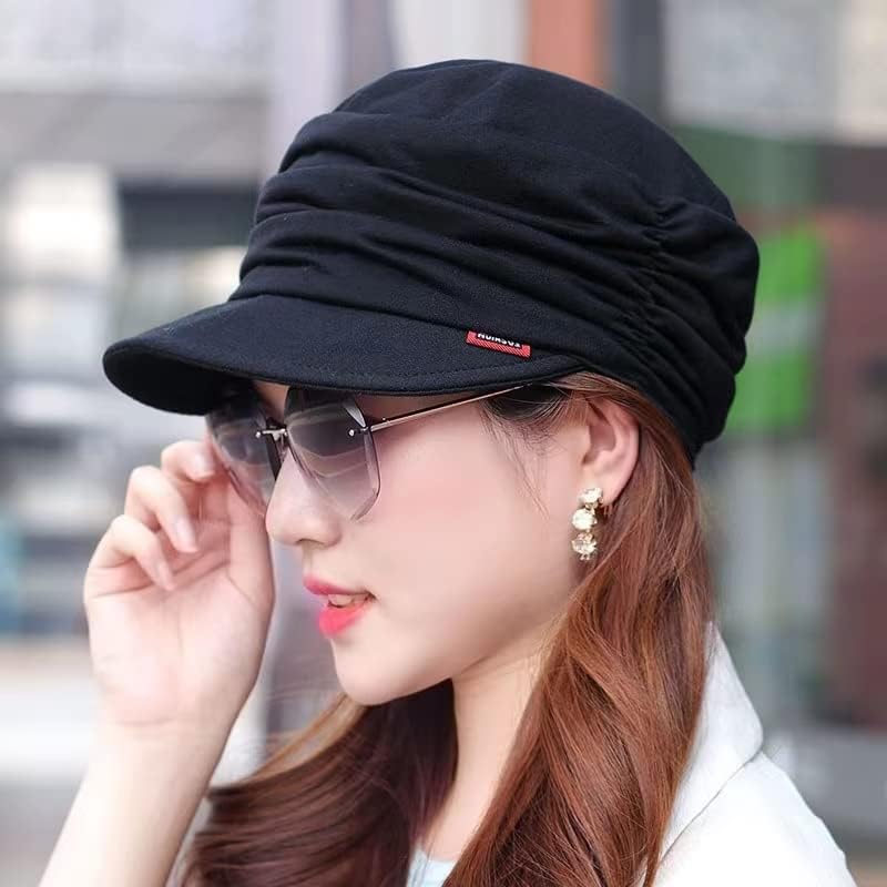 INOGIH 2 Pieces Chemo-Headwear Women Cancer-Hat Cotton Visor-Newsboy Beanie - Image 3