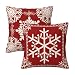 NIDITW Set of 2 Sister Birthday Gift Joy Peace Noel Beautiful Snowflakes Body Red Cotton Burlap Linen Throw Pillow Case Cushion Cover Sofa Outdoor Decorative Square 18X18 Inches